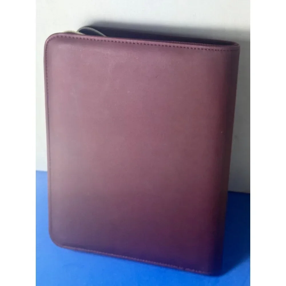 AT-A-GLANCE Burgundy Faux Leather Zippered 3-Ring Binder Organizer